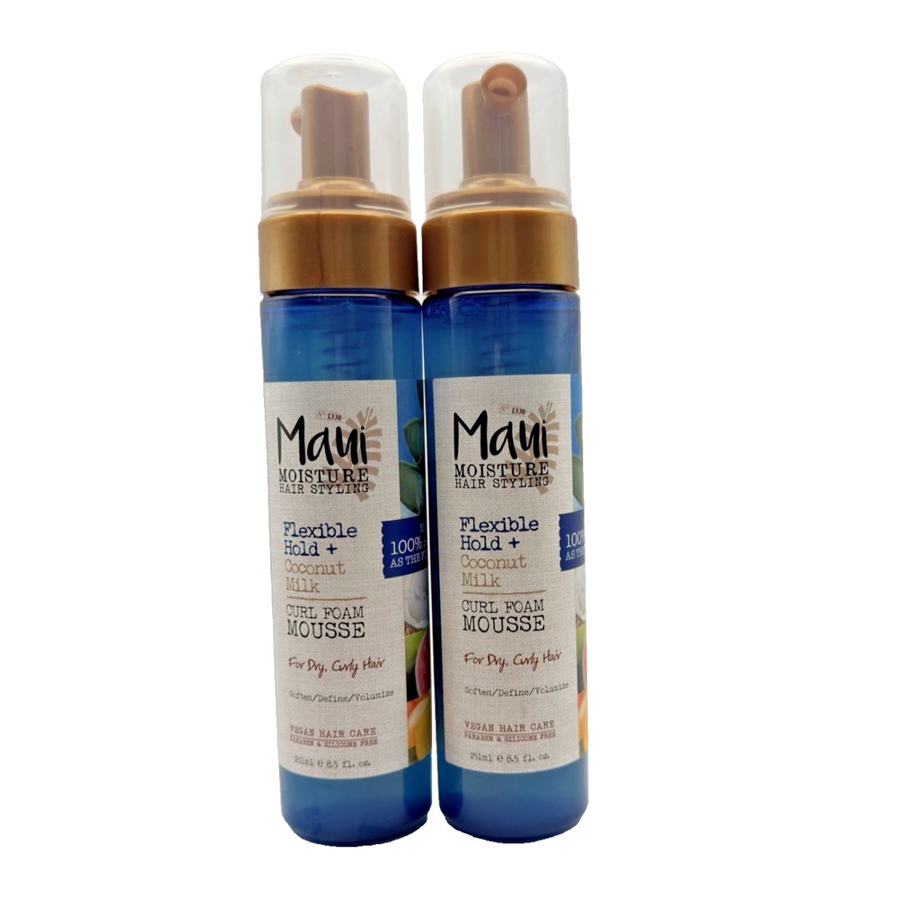 Maui Moisture Flexible Hold + Coconut Milk Curl Foam Mousse, for Curly Hair, 2X
